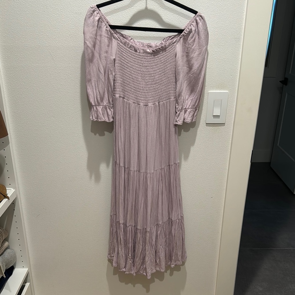 Elegant Off-Shoulder Lilac Dress